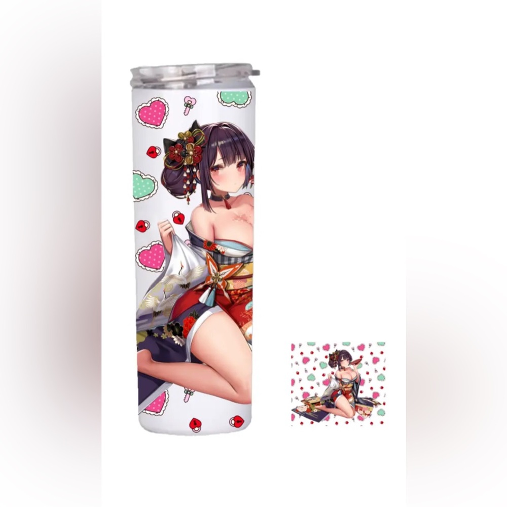 Japanese Kimono Drinking Girl Semi handmade special gift